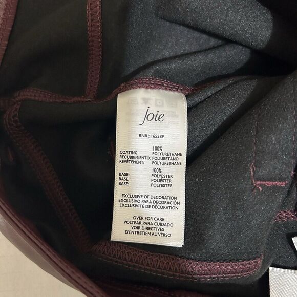 Joie Women’s Vegan Leather Straight Leg Pants Size 12 Maroon Red 90s Y2K NWT - Picture 9 of 9